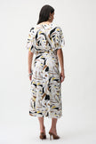 RECYCLED WOVEN TROPICAL PRINT TRAPEZE DRESS WITH SASH