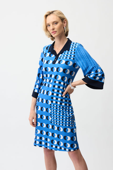SILKY KNIT DOT PRINT SHIRT DRESS