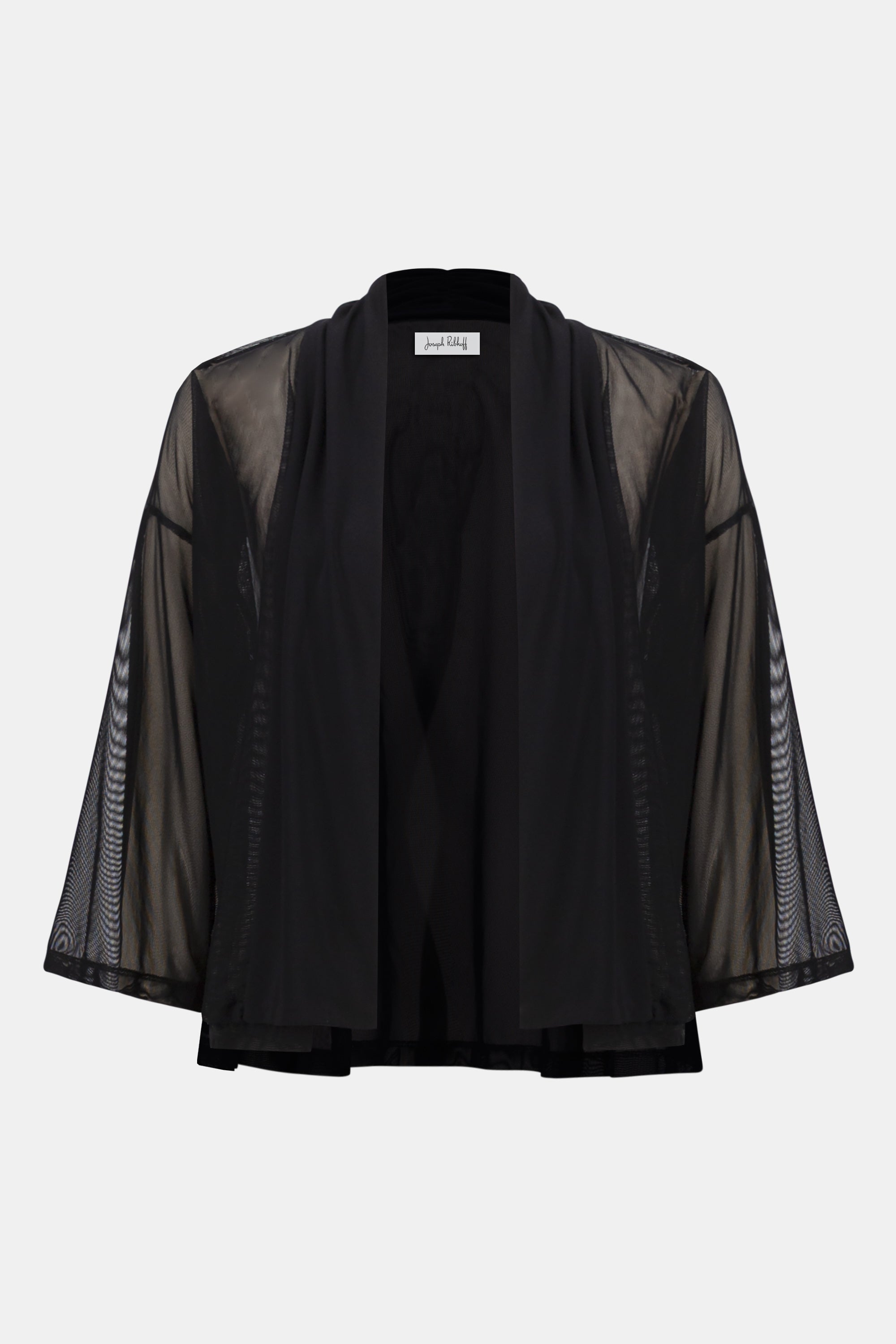 MESH AND SILKY KNIT DRAPED OPEN FRONT COVER UP