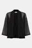 MESH AND SILKY KNIT DRAPED OPEN FRONT COVER UP