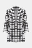 JACQUARD PLAID PRINT BOXY BLAZER WITH NOTCHED COLLAR