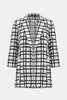 JACQUARD PLAID PRINT BOXY BLAZER WITH NOTCHED COLLAR