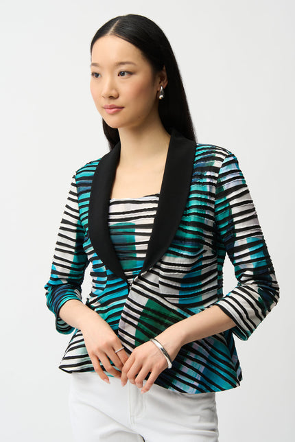 CASCADE KNIT GEOMETRIC PRINT PEPLUM JACKET AND CAMI SET