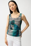 CASCADE KNIT GEOMETRIC PRINT PEPLUM JACKET AND CAMI SET