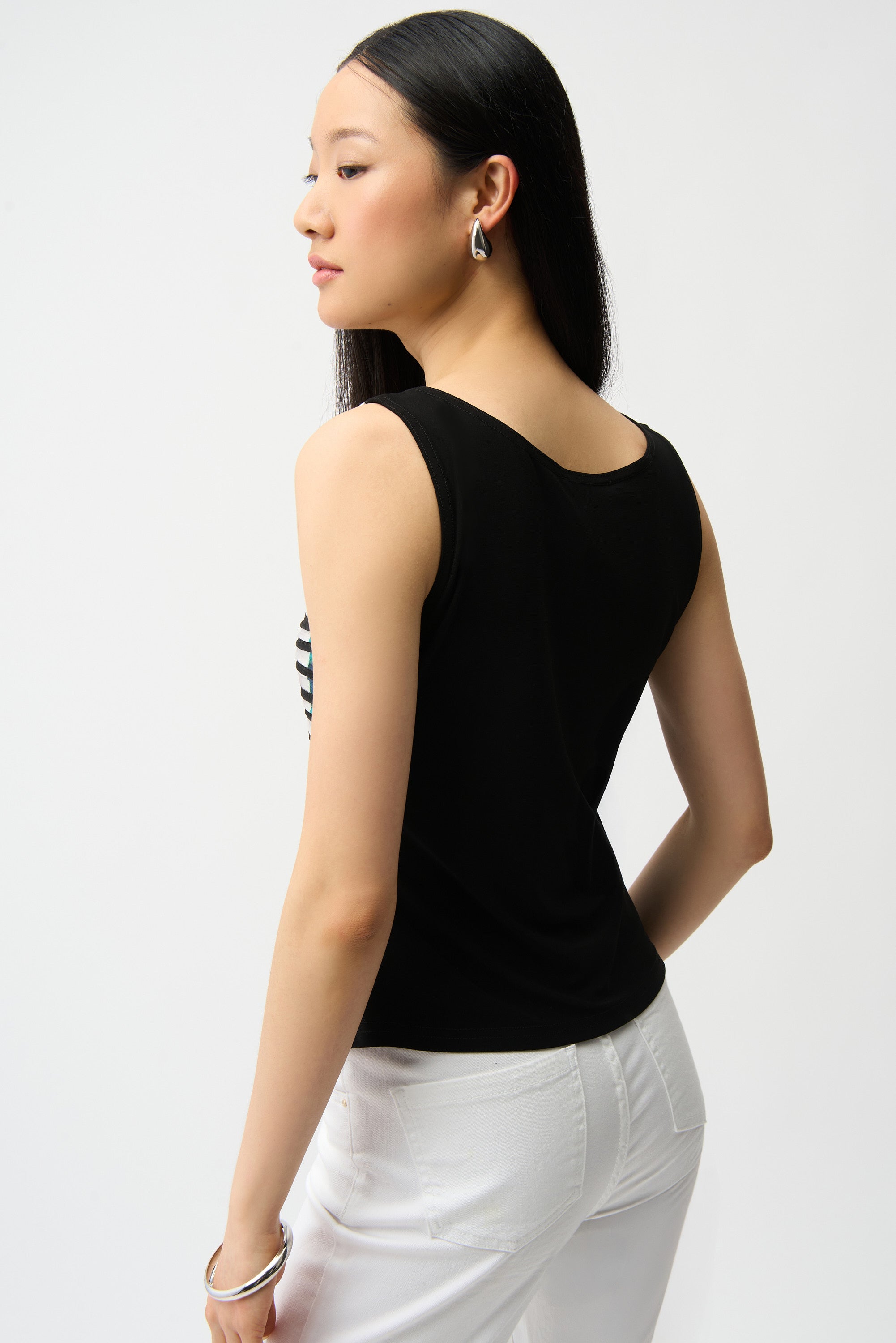 CASCADE KNIT GEOMETRIC PRINT PEPLUM JACKET AND CAMI SET