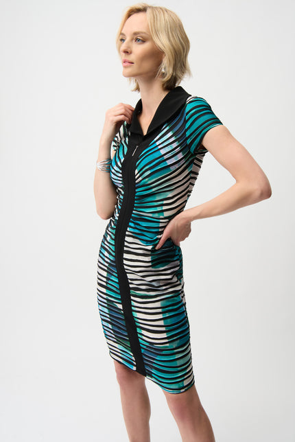 CASCADE KNIT GEOMETRIC PRINT SHEATH DRESS