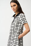 JACQUARD PLAID PRINT ALINE DRESS WITH CONTRAST DETAIL