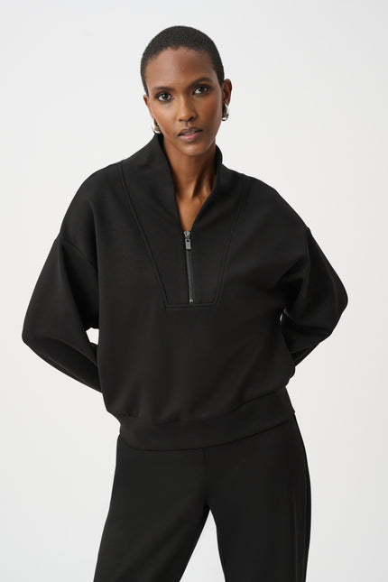 SCUBA JERSEY BOXY SWEATSHIRT WITH HIGH COLLAR AND FRONT ZIP