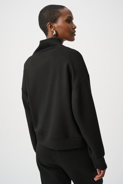 SCUBA JERSEY BOXY SWEATSHIRT WITH HIGH COLLAR AND FRONT ZIP