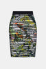 CASCADE KNIT TROPICAL PRINT STRAIGHT PULL ON SKIRT