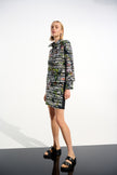 CASCADE KNIT TROPICAL PRINT JACKET WITH CONTRAST PANEL