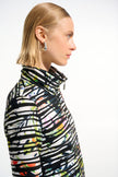 CASCADE KNIT TROPICAL PRINT JACKET WITH CONTRAST PANEL