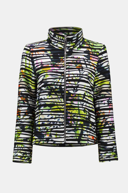 CASCADE KNIT TROPICAL PRINT JACKET WITH CONTRAST PANEL