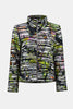 CASCADE KNIT TROPICAL PRINT JACKET WITH CONTRAST PANEL