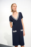 VISCOSE KNIT ALINE DRESS WITH RIB TRIM