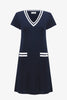 VISCOSE KNIT ALINE DRESS WITH RIB TRIM