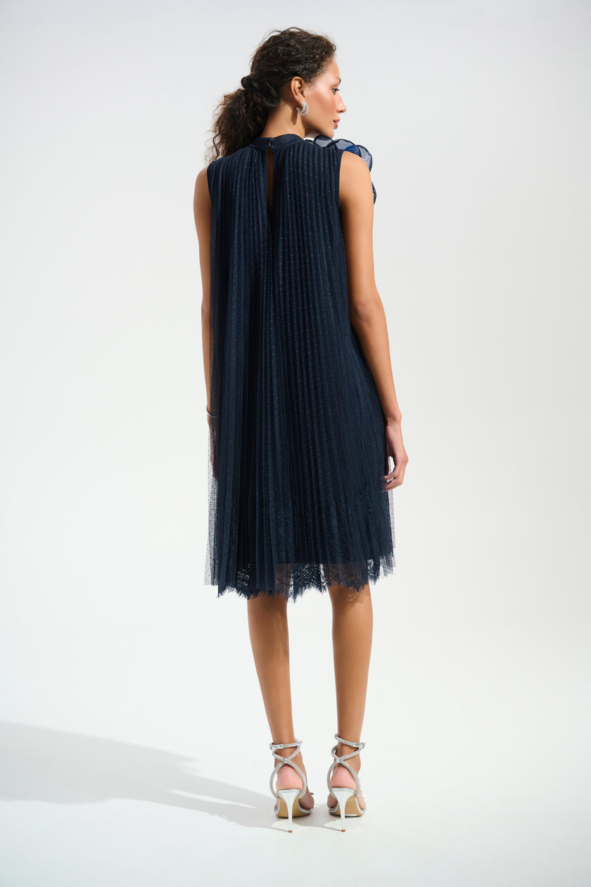 MESH AND LACE ALINE DRESS WITH ORGANZA FLOWER DETAIL