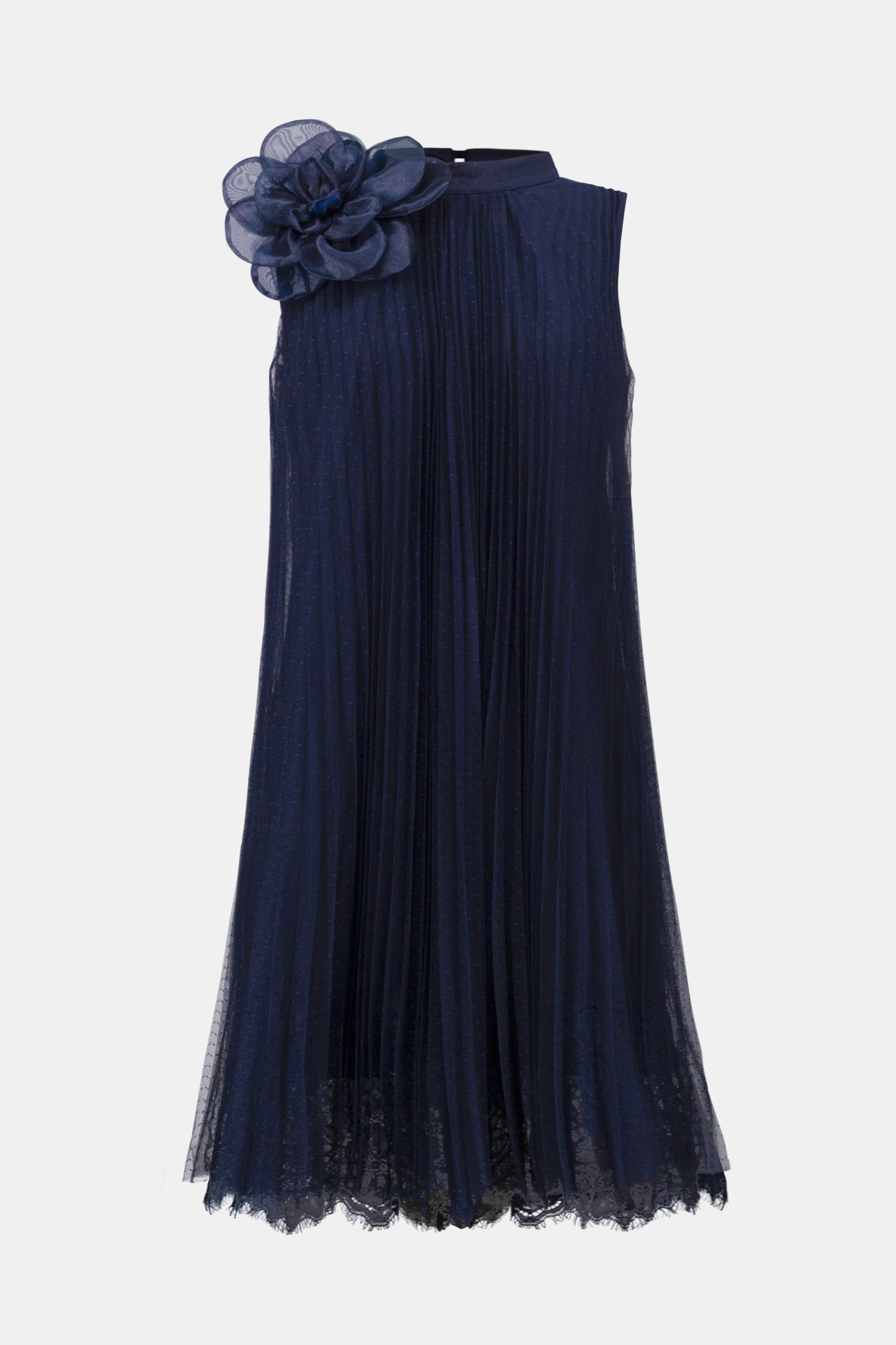 MESH AND LACE ALINE DRESS WITH ORGANZA FLOWER DETAIL