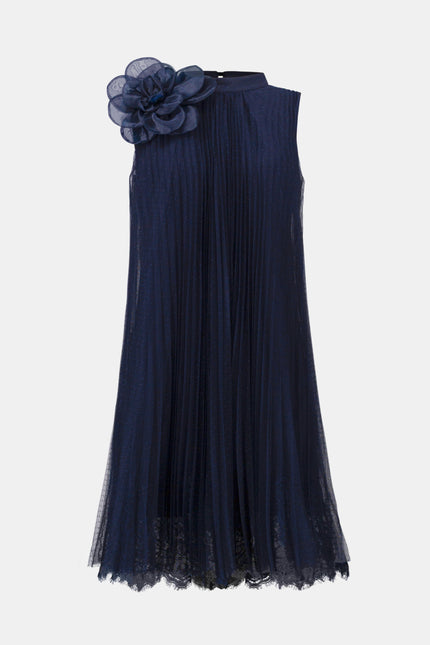 MESH AND LACE ALINE DRESS WITH ORGANZA FLOWER DETAIL