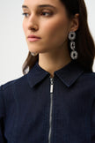 DENIM DRESS WITH HALF ZIP AND BELT
