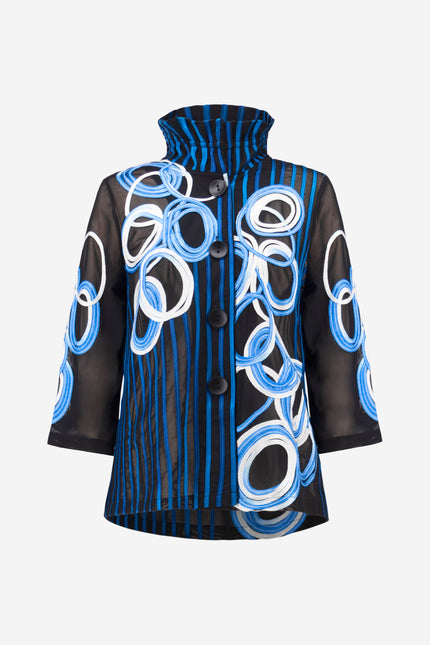 SATIN AND MESH SOUTACHE JACKET WITH BELL SLEEVES