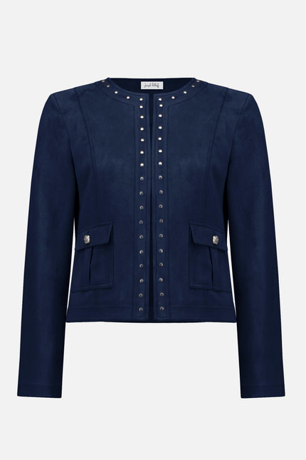 SCUBA SUEDE STRAIGHT 4 POCKET JACKET WITH MILITARY BUTTON