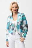 FOILED FAUX SUEDE GEOMETRIC PRINT FITTED JACKET