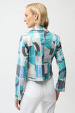 FOILED FAUX SUEDE GEOMETRIC PRINT FITTED JACKET