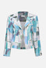 FOILED FAUX SUEDE GEOMETRIC PRINT FITTED JACKET