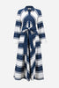 COTTON STRIPE PRINT FIT AND FLARE SHIRT DRESS