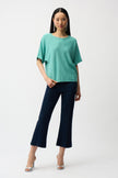 KNIT DENIM CROPPED FLARE PANT