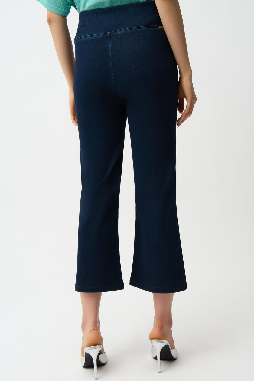 KNIT DENIM CROPPED FLARE PANT