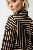 SATIN AND MESH JACKET ABSTRACT PRINT JACKET WITH BELL SLEEVE