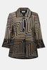 SATIN AND MESH JACKET ABSTRACT PRINT JACKET WITH BELL SLEEVE