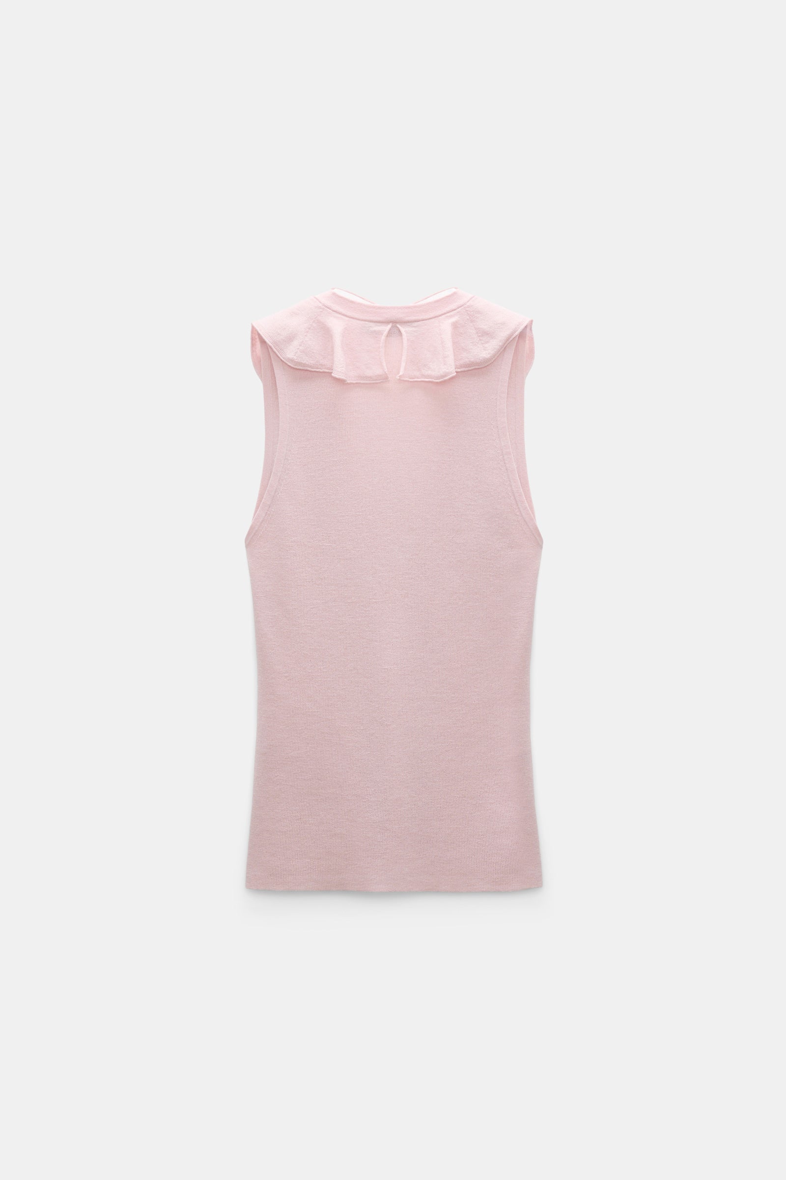 REFINED ESSENTIALS LACE FRONT SLEEVELESS KNIT TOP