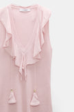 REFINED ESSENTIALS LACE FRONT SLEEVELESS KNIT TOP