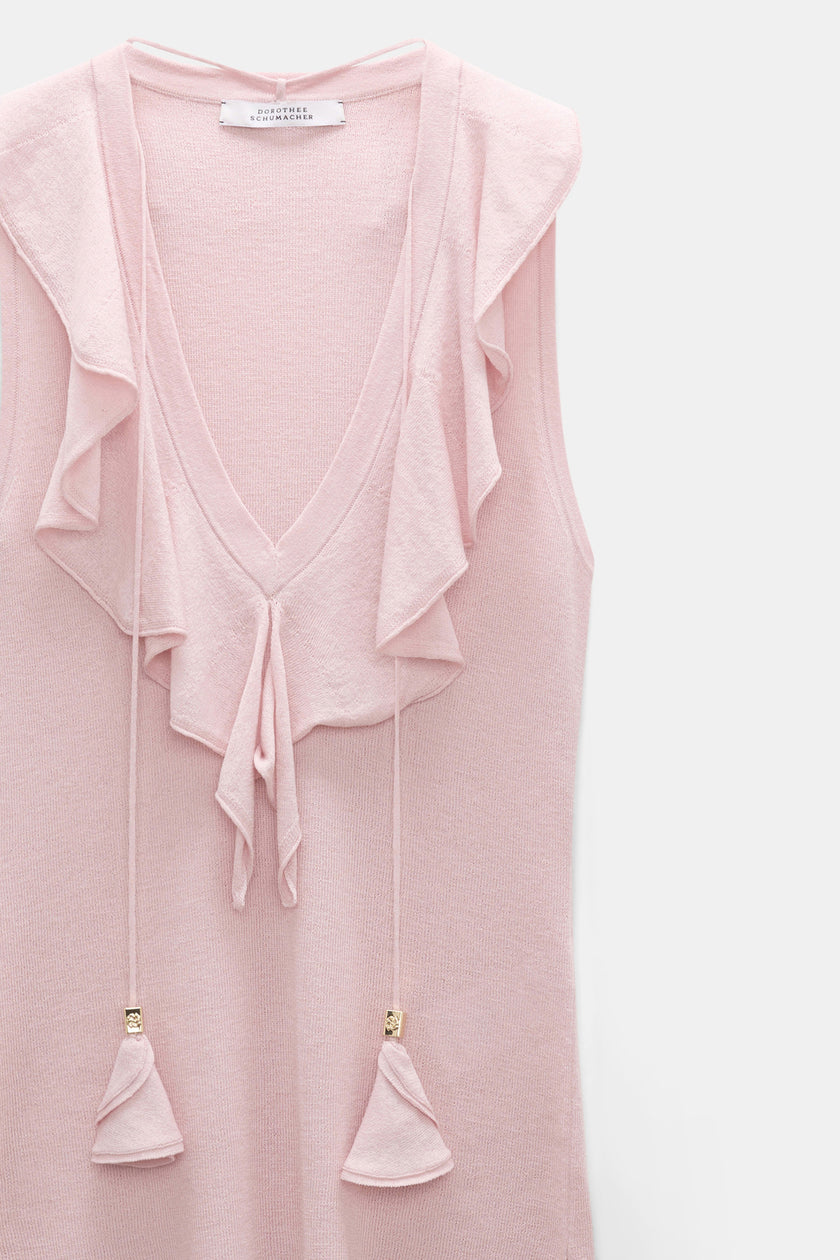 REFINED ESSENTIALS LACE FRONT SLEEVELESS KNIT TOP