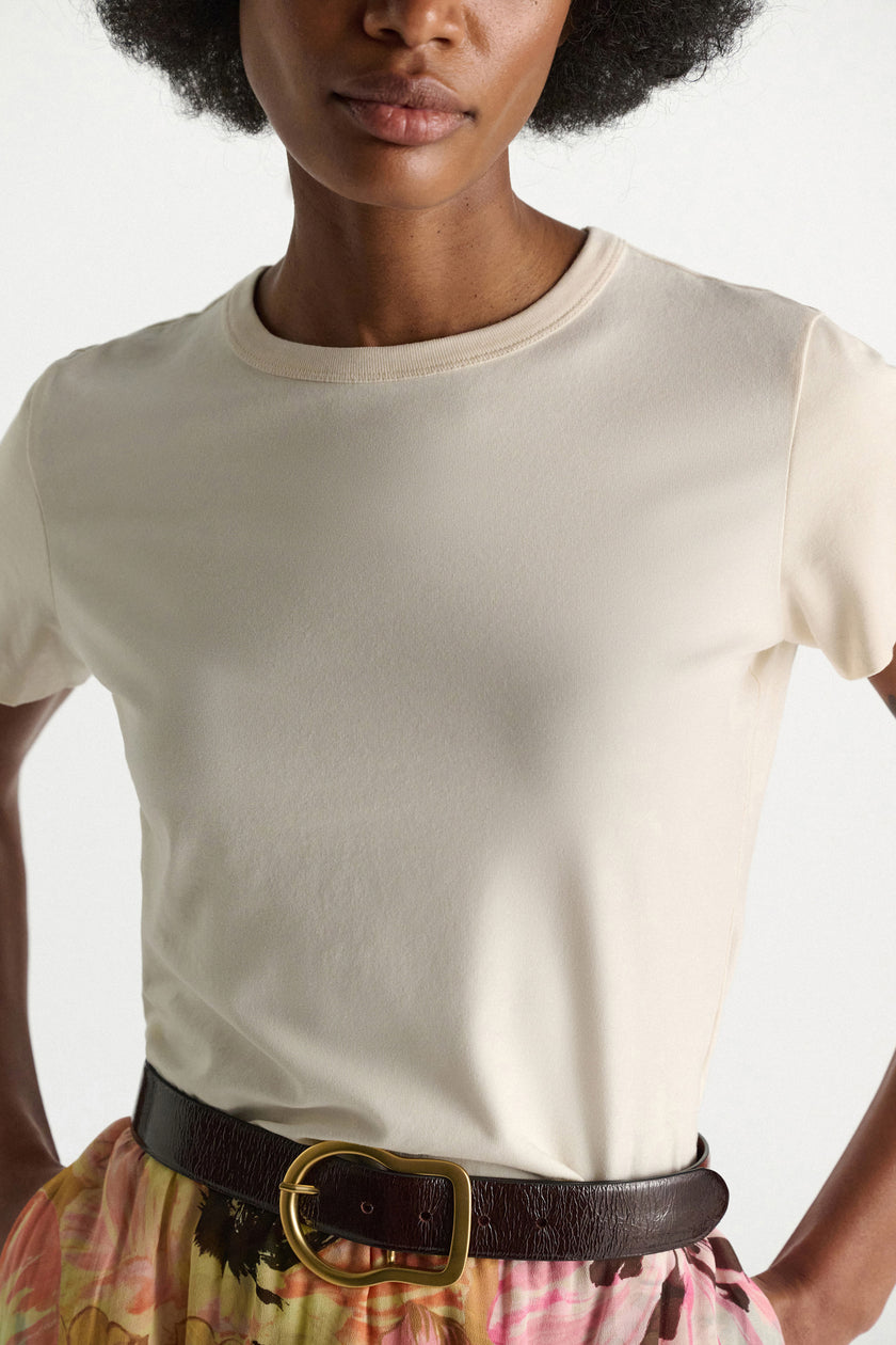 ROUND NECK SHRUNKEN TSHIRT IN CANVAS