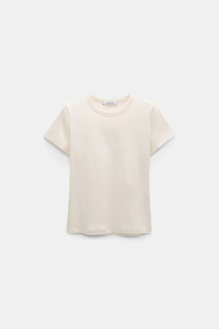ROUND NECK SHRUNKEN TSHIRT IN CANVAS