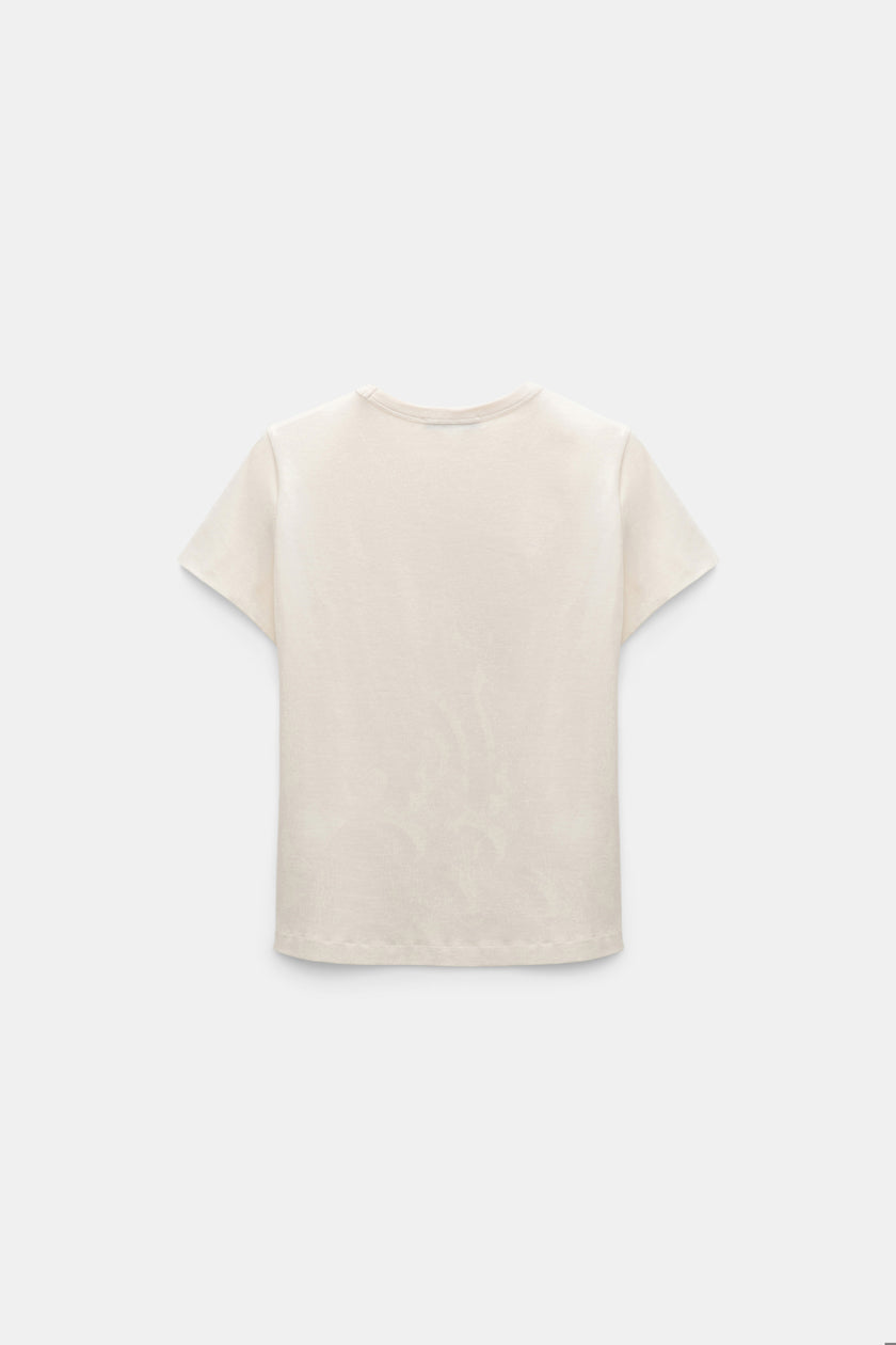 ROUND NECK SHRUNKEN TSHIRT IN CANVAS