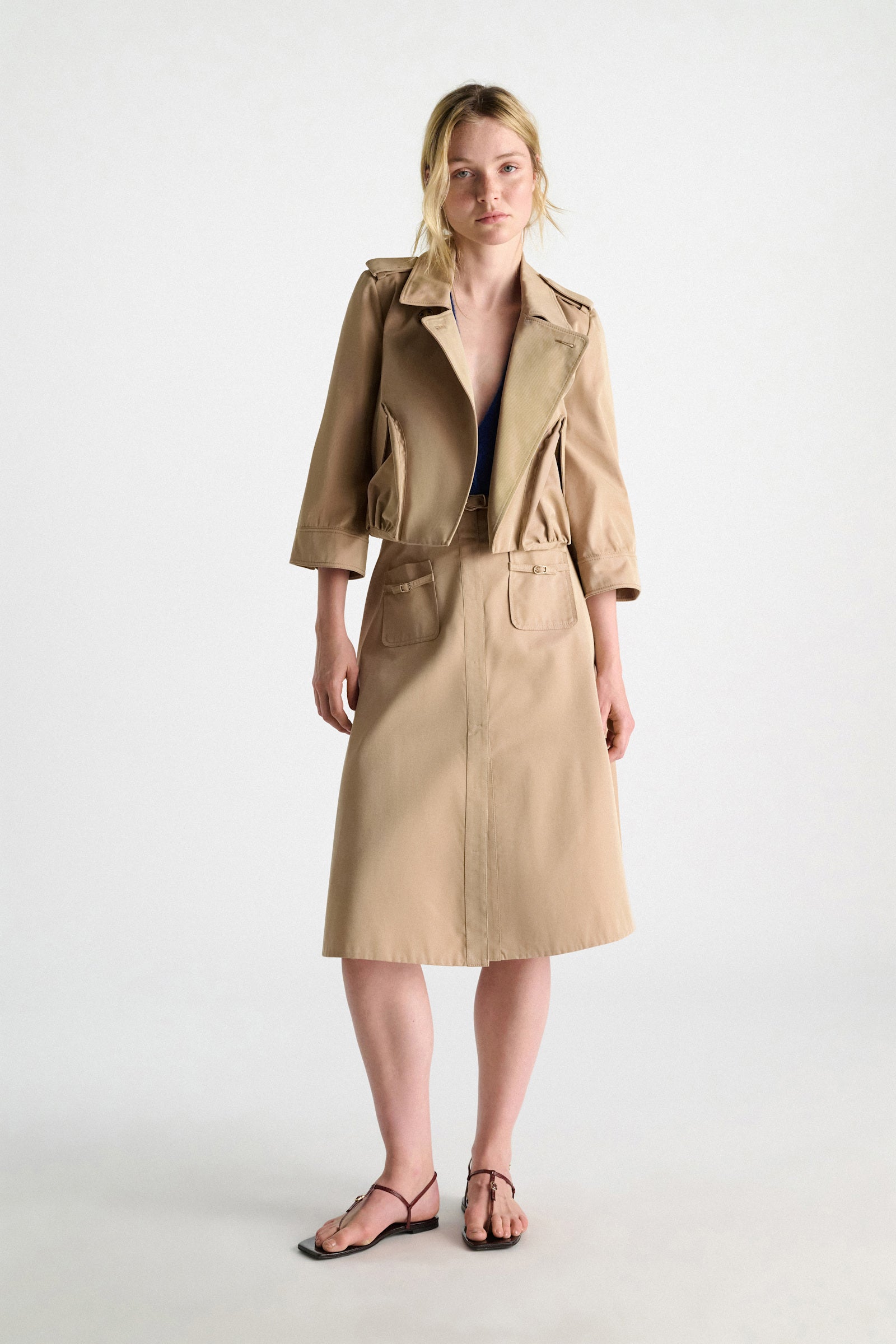 LUXURY LAYER TECHNICAL COTTON SKIRT WITH BELT