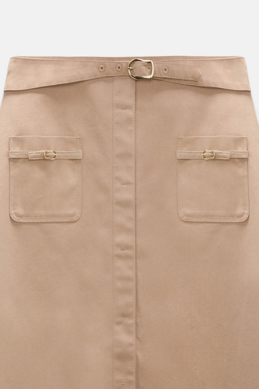 LUXURY LAYER TECHNICAL COTTON SKIRT WITH BELT