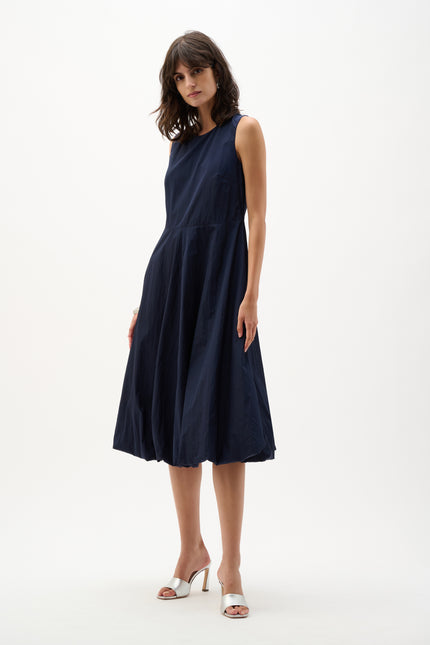 WOVEN PARACHUTE ALINE DRESS WITH BUBBLE SKIRT