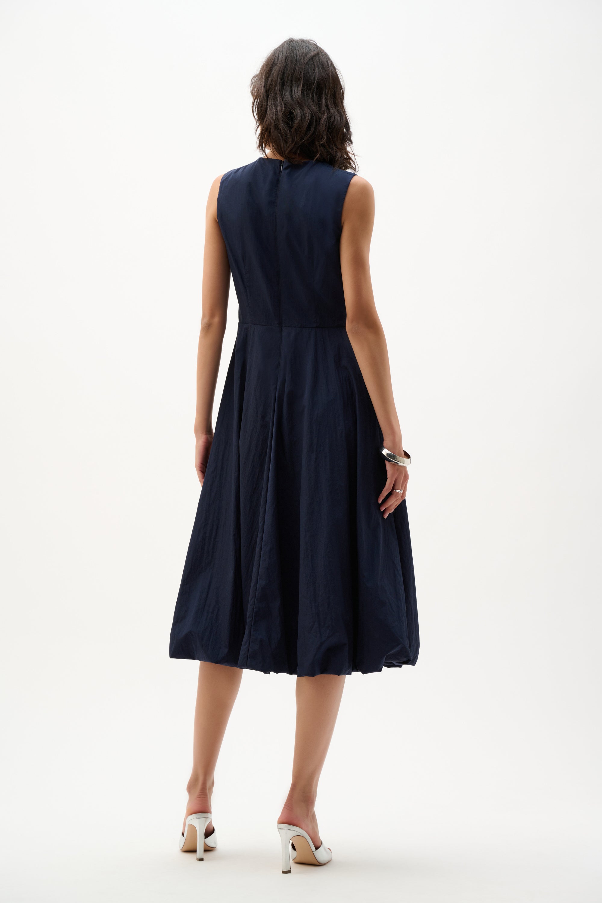 WOVEN PARACHUTE ALINE DRESS WITH BUBBLE SKIRT