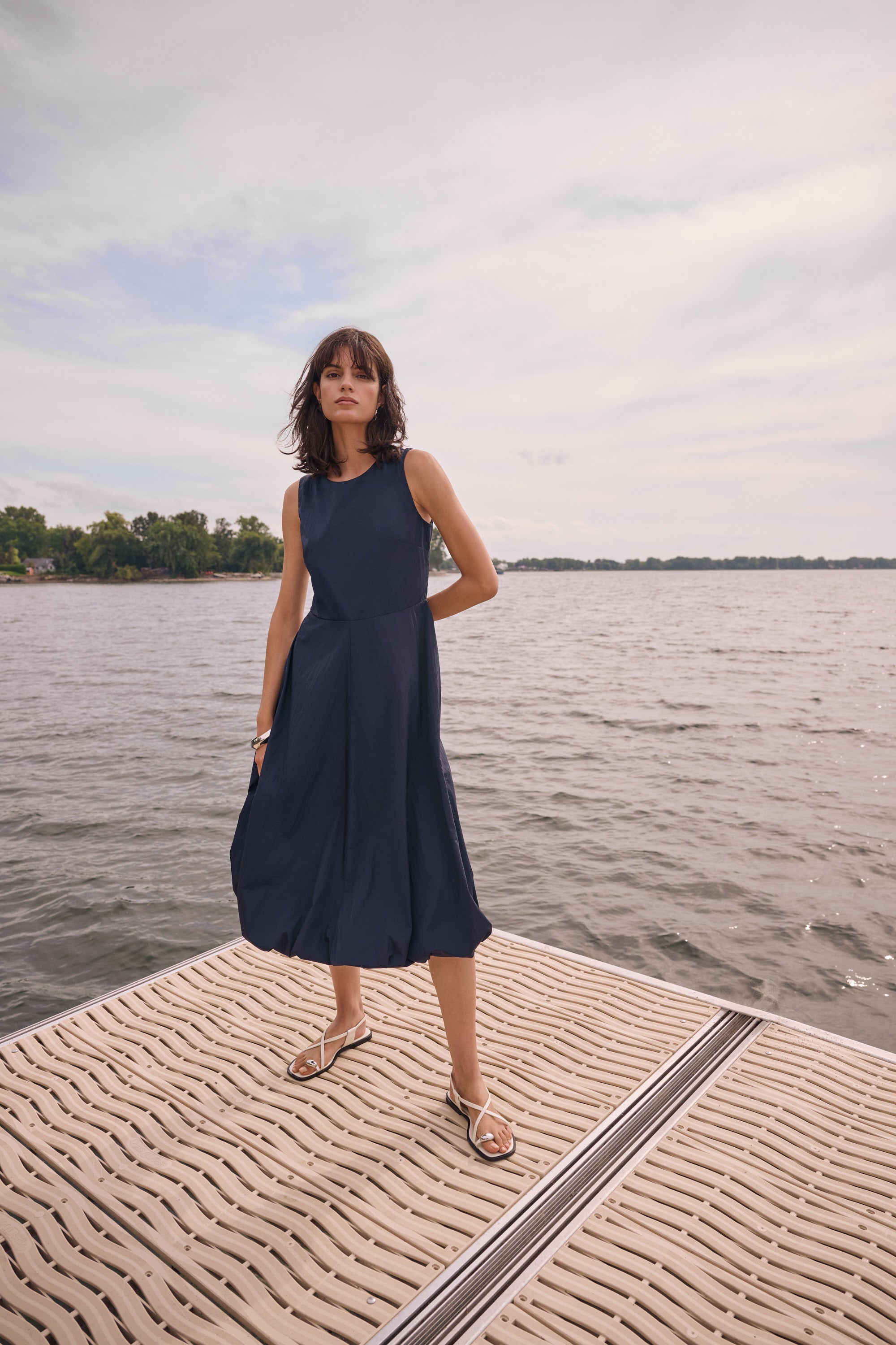 WOVEN PARACHUTE ALINE DRESS WITH BUBBLE SKIRT