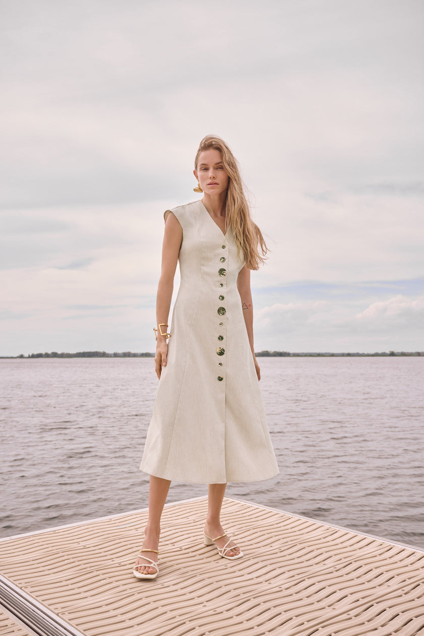 MELANGE MILLENNIUM FIT AND FLARE DRESS