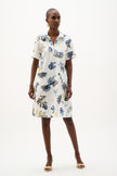 STRETCH COTTON TROPICAL PRINT ALINE DRESS