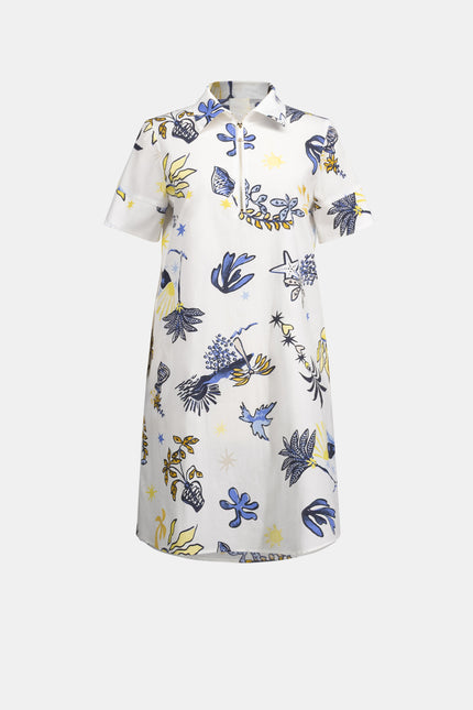 STRETCH COTTON TROPICAL PRINT ALINE DRESS