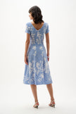 WOVEN SEERSUCKER FLORAL PRINT FIT AND FLARE DRESS