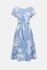 WOVEN SEERSUCKER FLORAL PRINT FIT AND FLARE DRESS